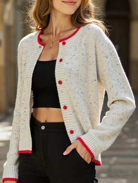 FadeResistantTechnology Casual contrast color sweater knitted cardigan