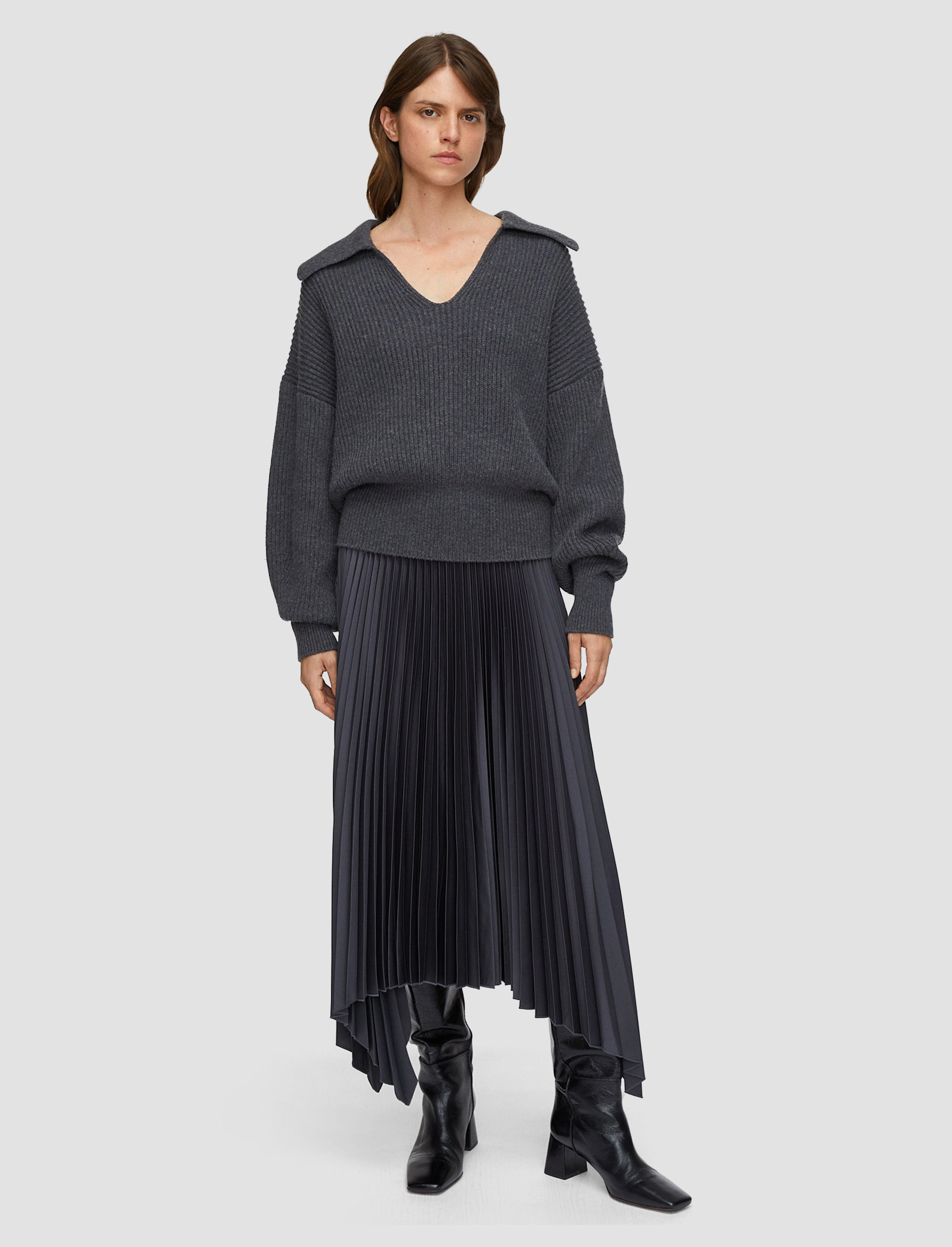 Rolled Hem Ade Knit Weave Pliss?? Skirt
