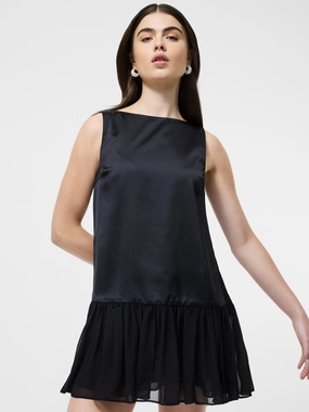 Neutral Base MARINA SILKY PLEATED MINI DRESS