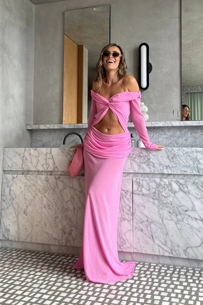 Adjustable-Length Functional Style Emily Gown Candy Pink