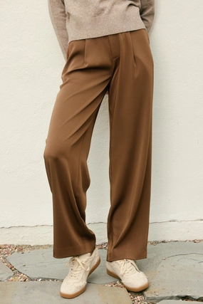 Casual Stretch Wear Twill Weave Texture MIRANDA WIDE LEG PANTS