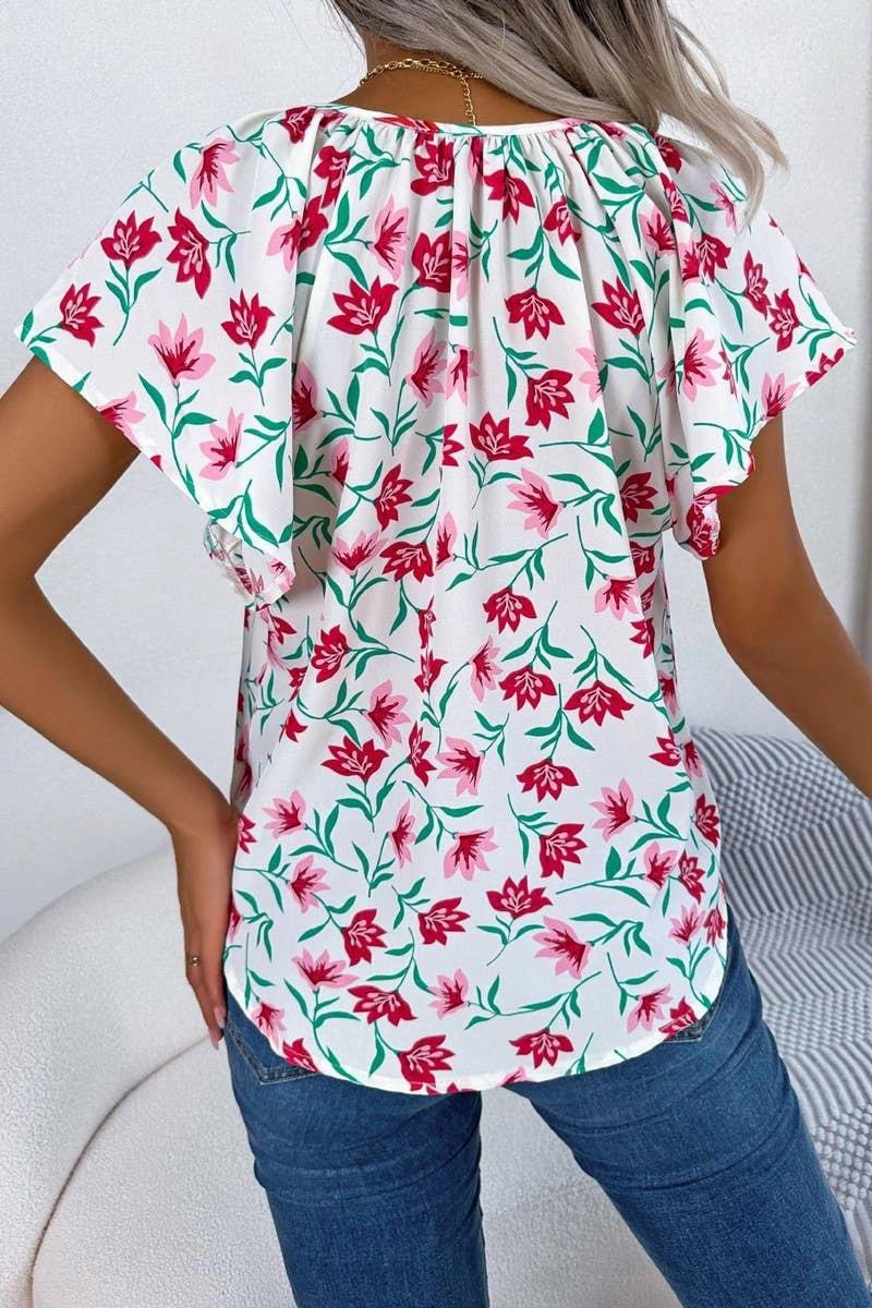CASUAL LOOSE RUFFLED LACE CHIFFON TOP_CWTSTS0223 Odor Resistant Technology Stylish Tank