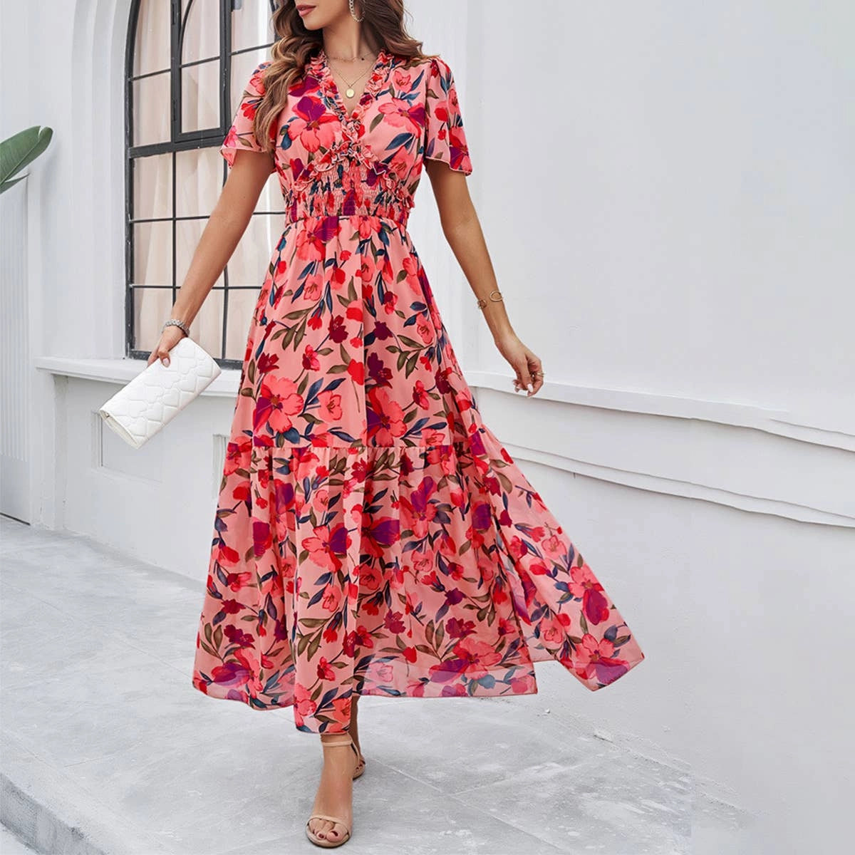 Timeless Shape CASUAL PRINT DRESS WITH WAIST_CWDMD1953