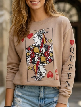 Casual printed loose long-sleeved sweatshirt Recycled Polyester Blend