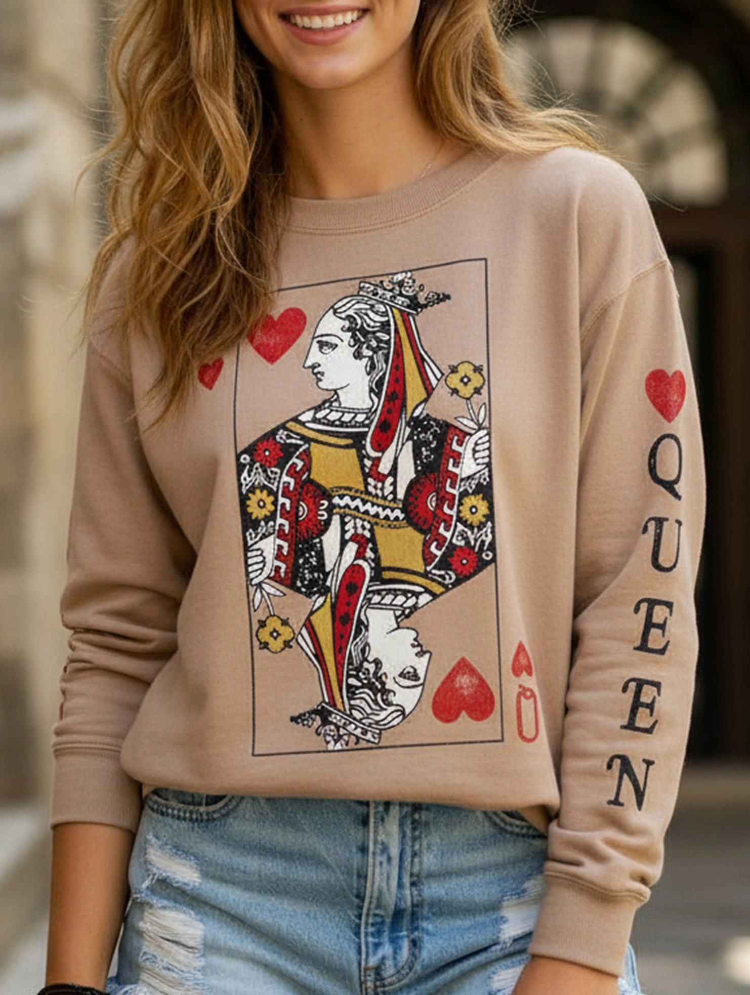 BlendMaterials Casual printed loose long-sleeved sweatshirt