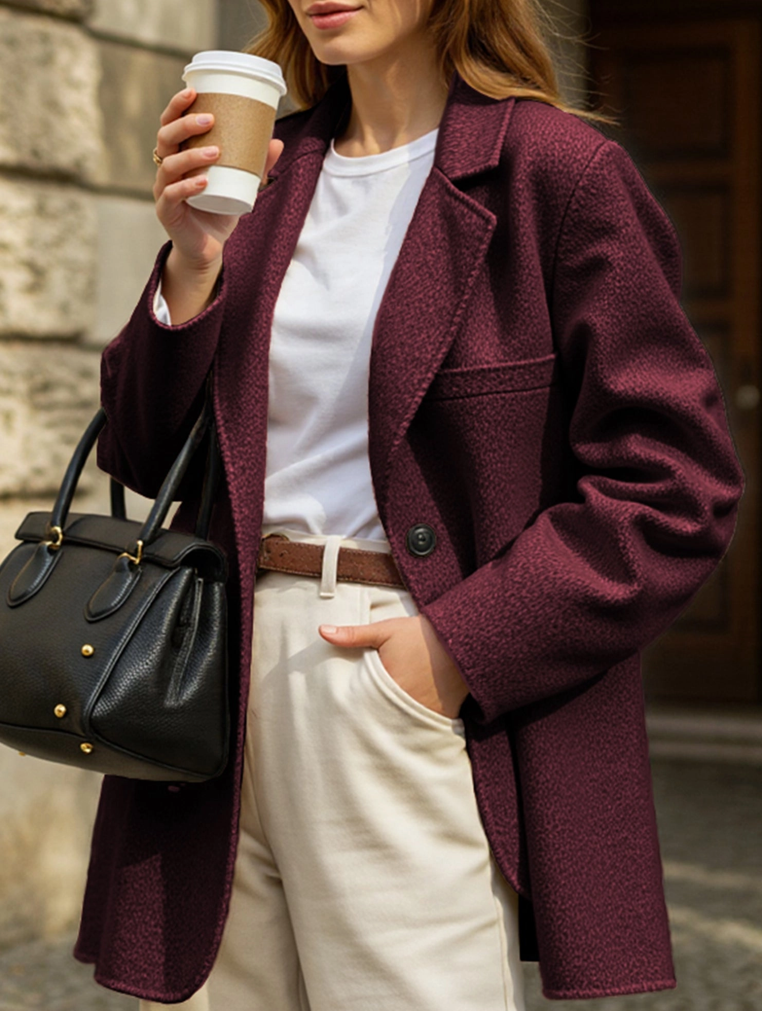 Minimalist Silhouette Cut Casual solid color suit jacket