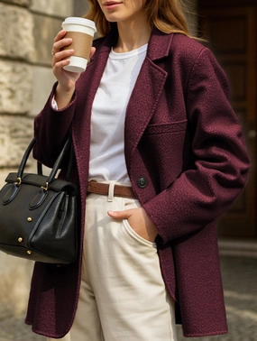Casual solid color suit jacket Quick Release Fasteners