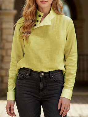 casual stand-up collar long-sleeved shirt Durable Color Retention