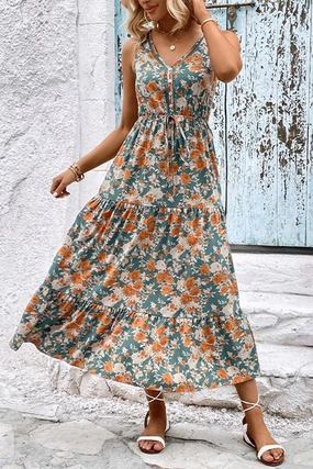 Country View WOMEN FLORAL SLEEVELESS TIERED DRESS