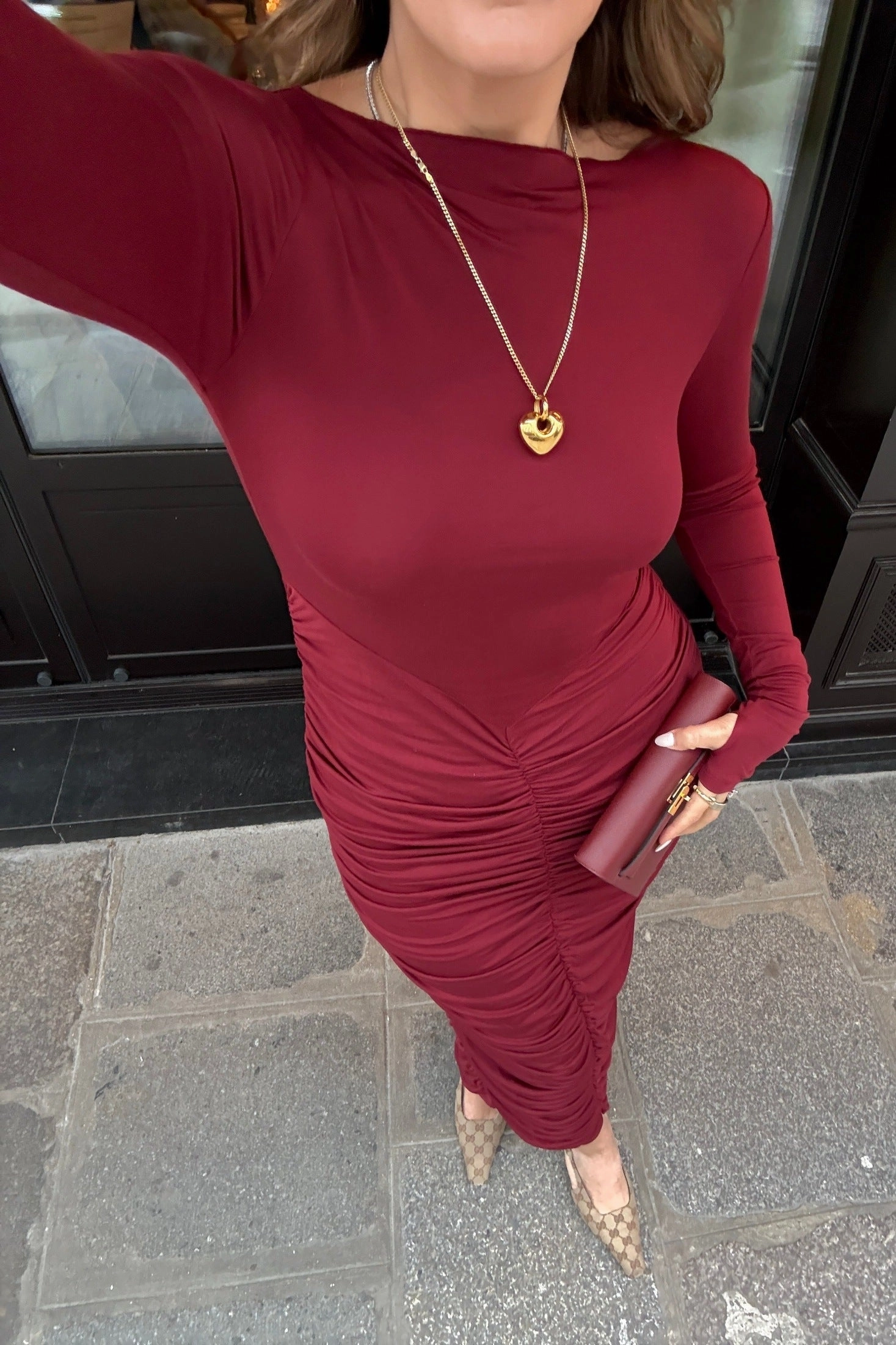 Caterina Midi Dress Burgundy plus-size Sophisticated Layers