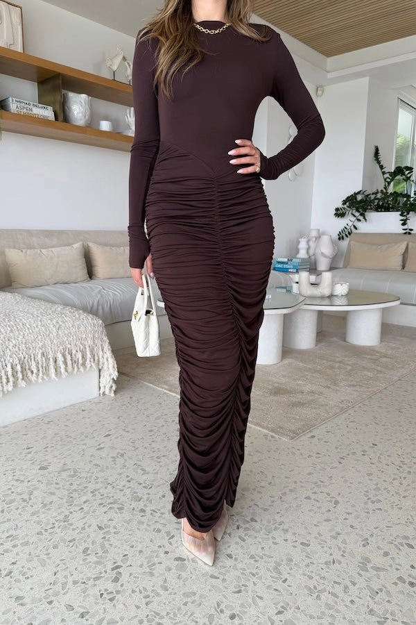 Classic Tailoring Caterina Midi Dress Chocolate