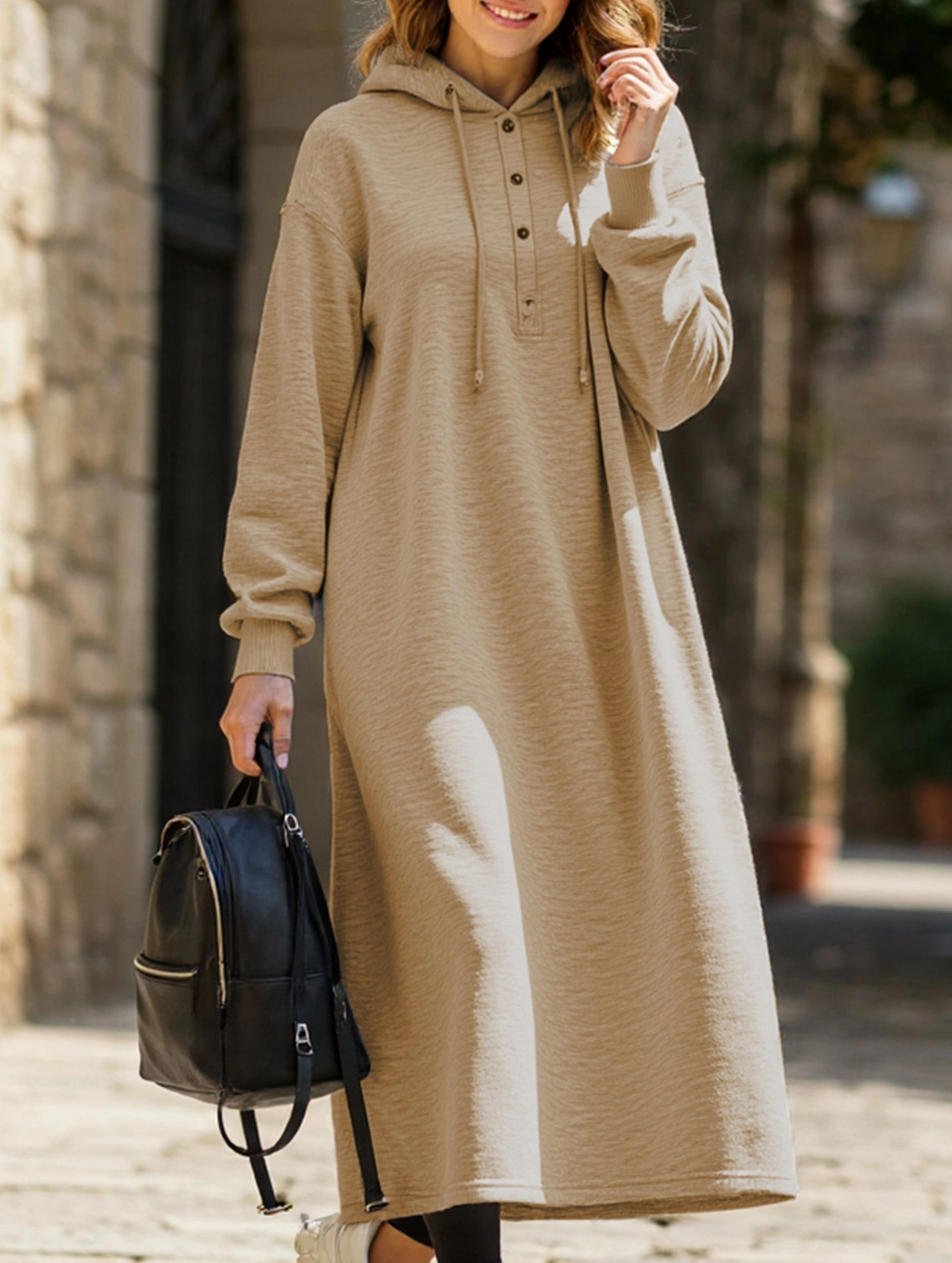 Relaxed Waistband Perfect for Layering Loose Long Sleeve Hoodie Dress