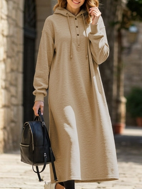 Relaxed Waistband Perfect for Layering Loose Long Sleeve Hoodie Dress