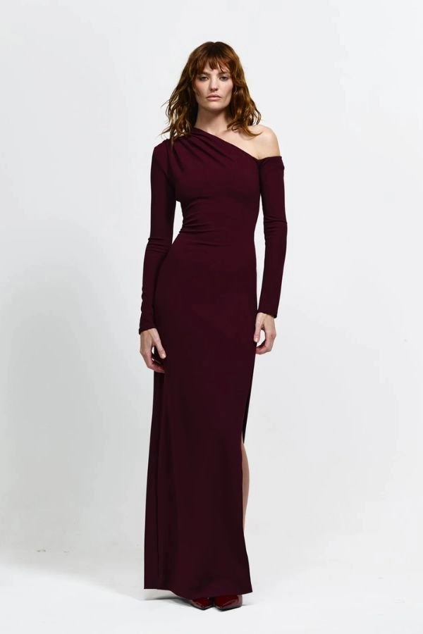 Cayley Gown Wine Jewel-Tone urban vibe