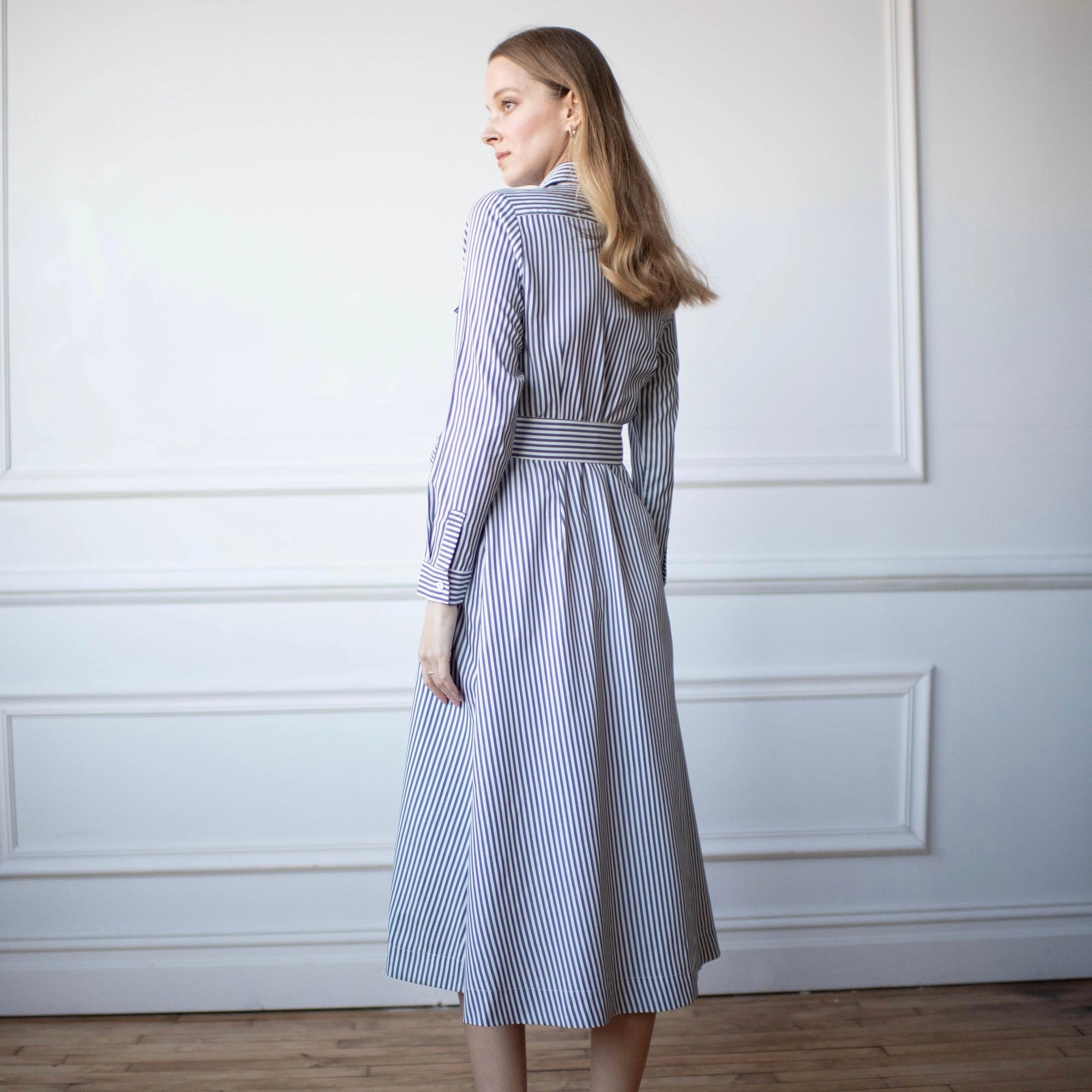 Bridal-Shower ReversibleStyle Ch??rie Pinstripe Dress [Final Sale]