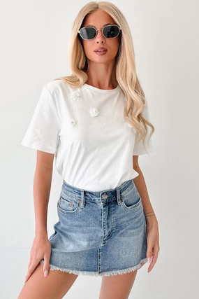 Change For Good Floral Beaded T-Shirt (White) AntiPilling Technology