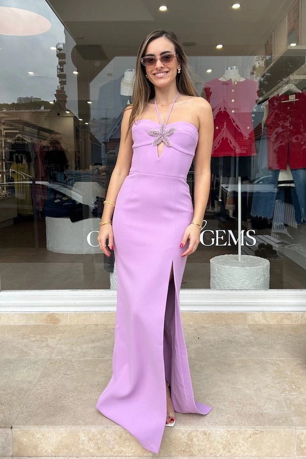 Cozy Flex Padded-Bust Chantara Halter Gown Lilac