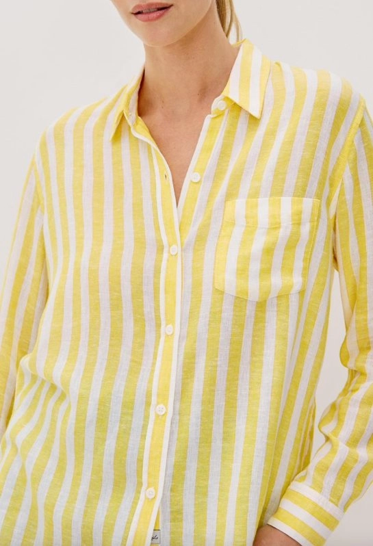 Charli Button-Down Daffodil Stripe Antibacterial Fabric