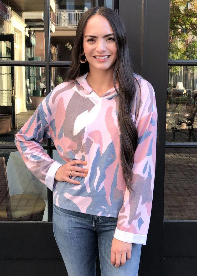 Chaser  "Love Knit" Floral Camo Side Zip Hoodie