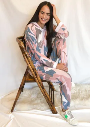Chaser  "Love Knit" Floral Camo Side Zip Hoodie