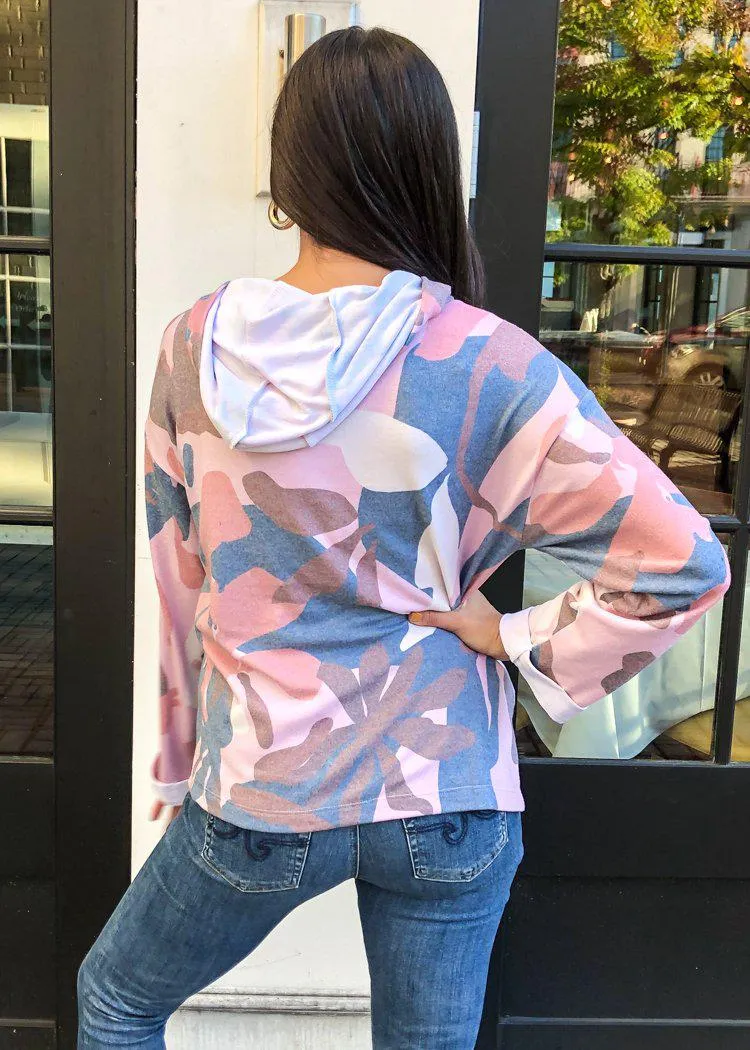 Chaser  "Love Knit" Floral Camo Side Zip Hoodie