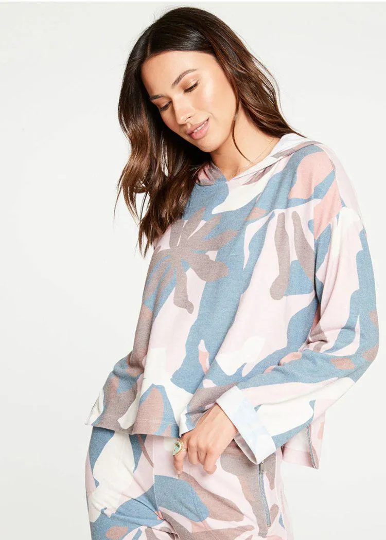 Chaser  "Love Knit" Floral Camo Side Zip Hoodie