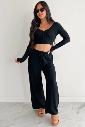 Chasing Calm Relaxed Wide Leg Pants (Black) Soft and Stretchy