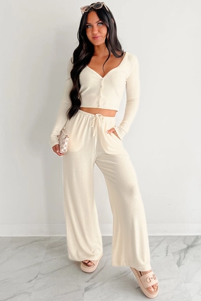 Lightweight Material Tough Flex Chasing Calm Relaxed Wide Leg Pants (Cream)