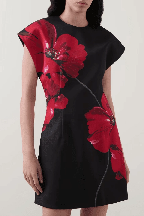 Chaya Mini Poppy Print Black Base Comfort Mode Smooth Curve
