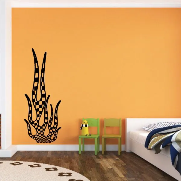 Checkered Flames Wall Decal - Vinyl Decal - Car Decal - CF23010