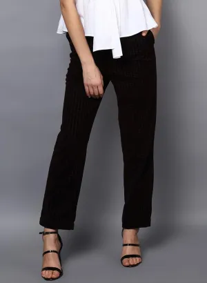 Checkered Velvet Flared Trousers