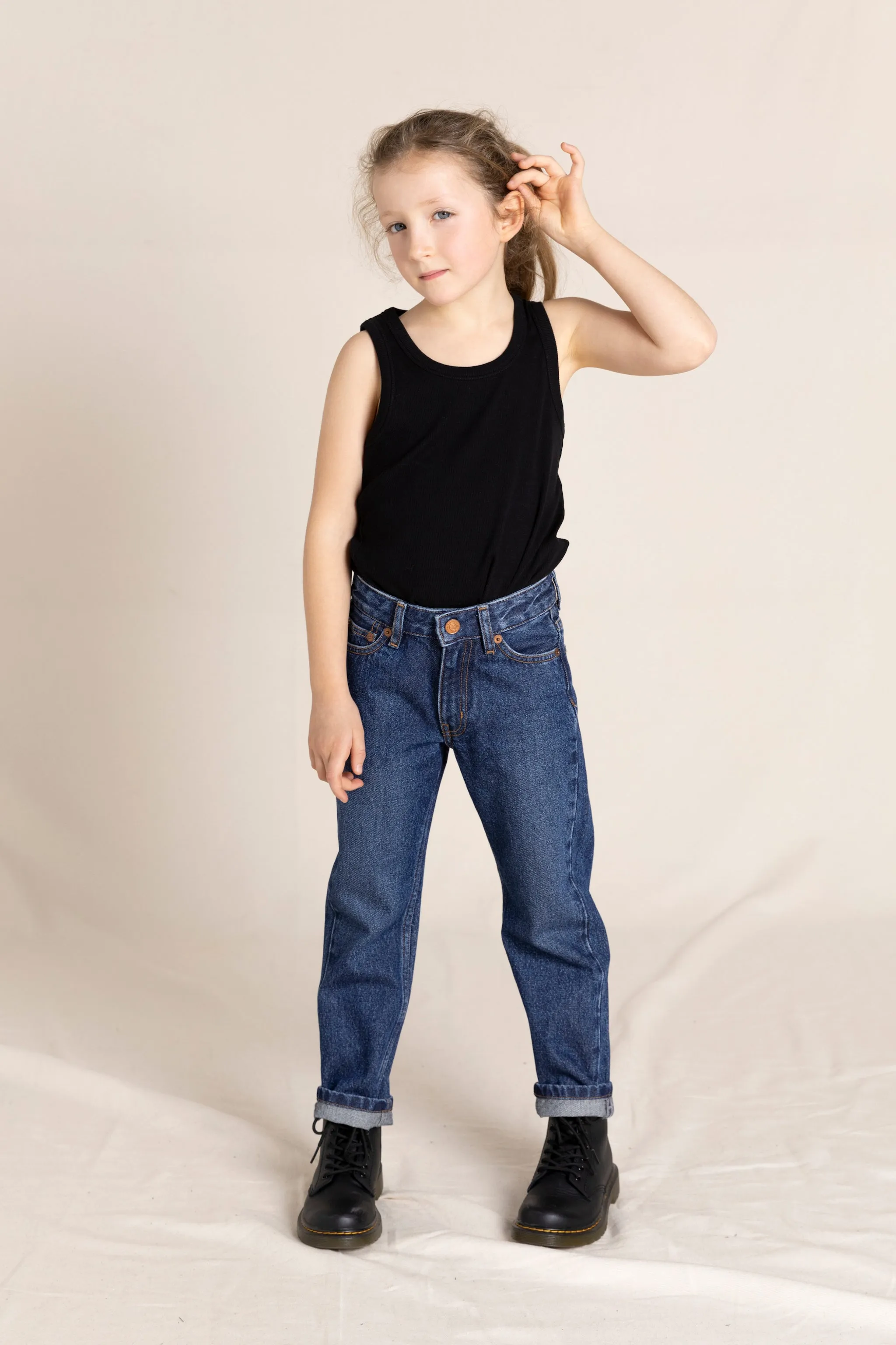 CHER Medium Blue - High Waist 5-Pocket Jeans