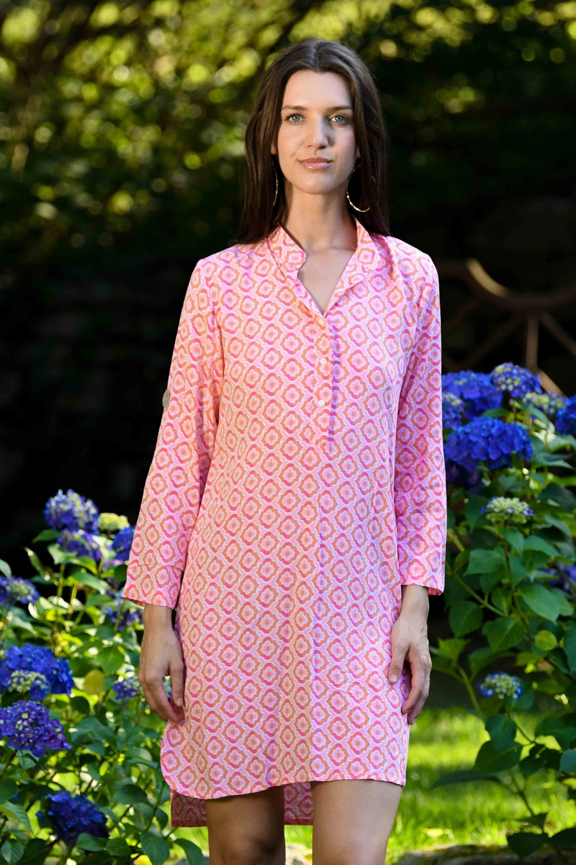 Everyday Layers Feminine Layers Day Tripper Dress / Orange & Pink Tiles