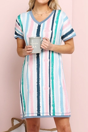 V-NECK SHORT SLEEVE SLEEPWEAR DRESS Villa Light