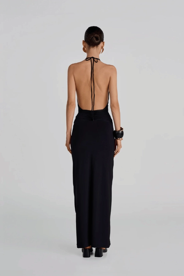 WideCollarDesign Lirio Maxi Dress Black