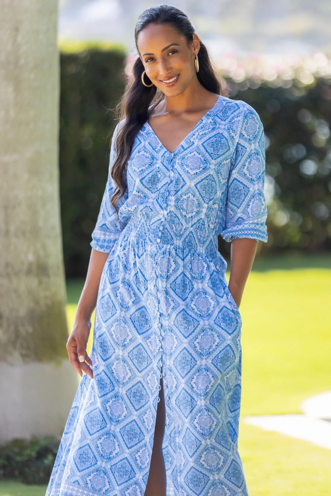 Formal dinner wear Flattering Layer Kelsey Dress / Sky Blue Diamond