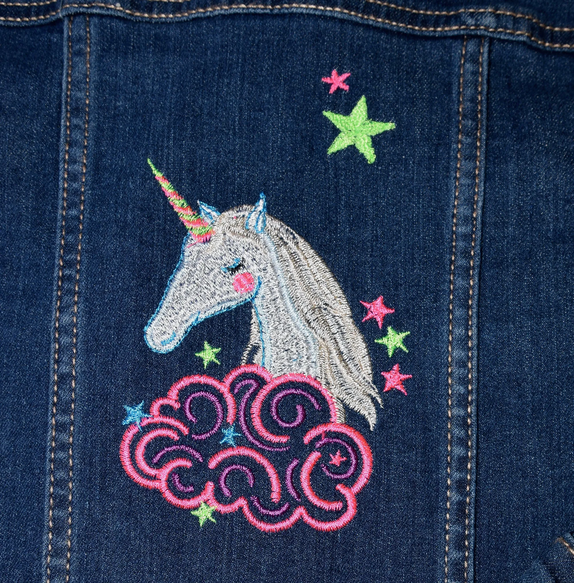 Child’s Denim Jeans Jacket with Unicorn Embroidery 5T