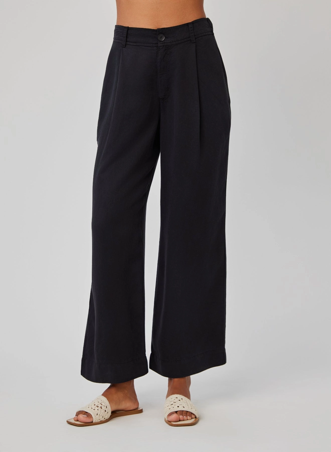 PLEATED WIDE LEG ANKLE PANT Printed design Comfortable Waistband