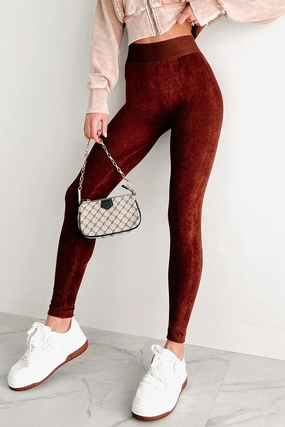 Chill Vibes Textured Seamless Leggings (Brown) Relaxed Stretch Fit