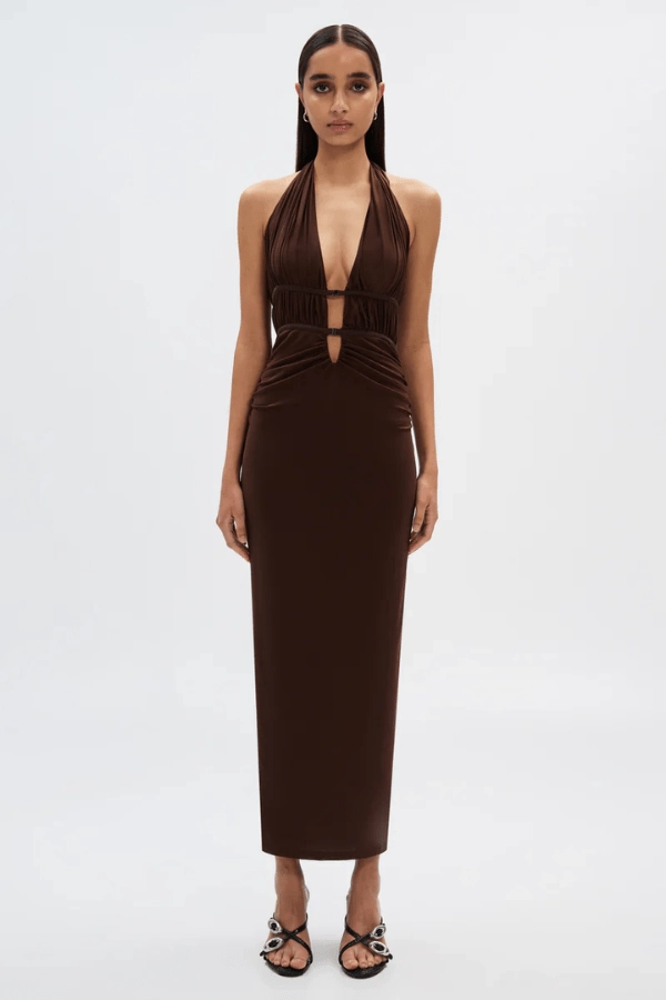 Summer Mood Monochrome Mood The Celine Mesh Dress Espresso