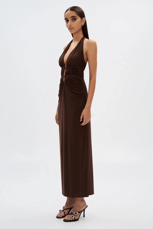 Minimal Core Theater-Night The Celine Mesh Dress Espresso