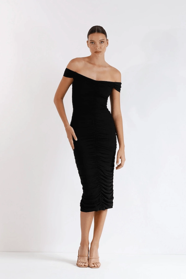 New Horizon Tapered Midi Black Flattering Waist Pleated design