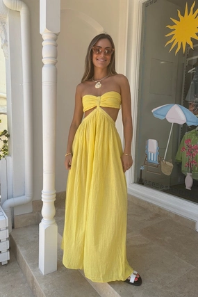 Chloe Dress Lemon Floral design Pure Lines