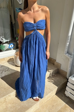 Chloe Dress Royal Blue Hidden-Pocket Smile Glow