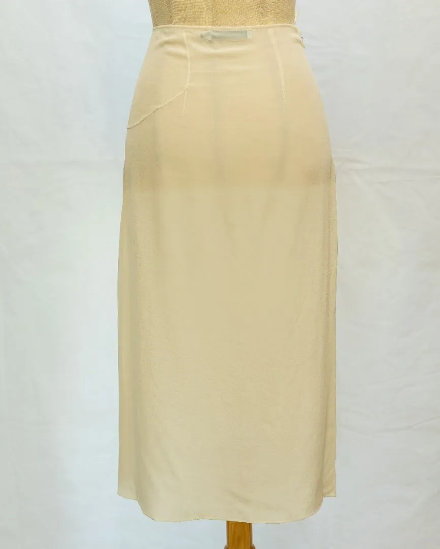 Christian Dior Beige Silk cutout pleated midi skirt