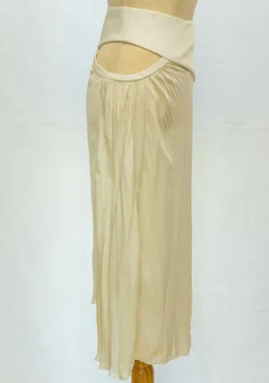 Christian Dior Beige Silk cutout pleated midi skirt