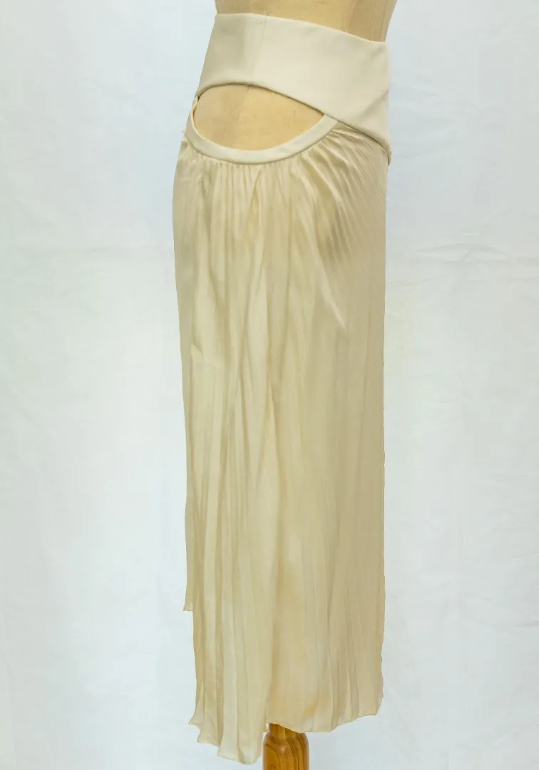Christian Dior Beige Silk cutout pleated midi skirt