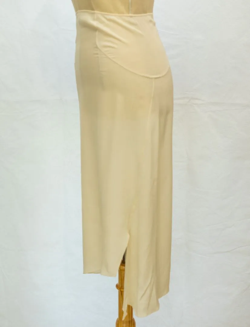 Christian Dior Beige Silk cutout pleated midi skirt