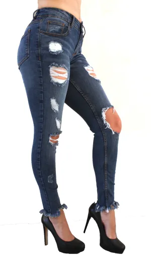 Ci Sono Ripped Fringe Denim Jeans