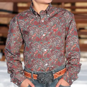 Cinch Boy's Paisley Print Button Down Shirt